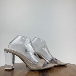 New Womens BP Naomi Clear Stappy Nude Casual Slide Heeled Sandals Size 10 M NWOB